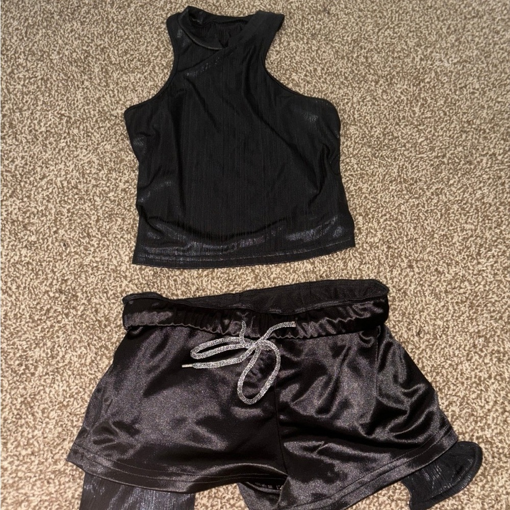Black Tank and Shorts Set